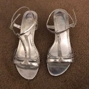 Silver 1 inch strapy heels
